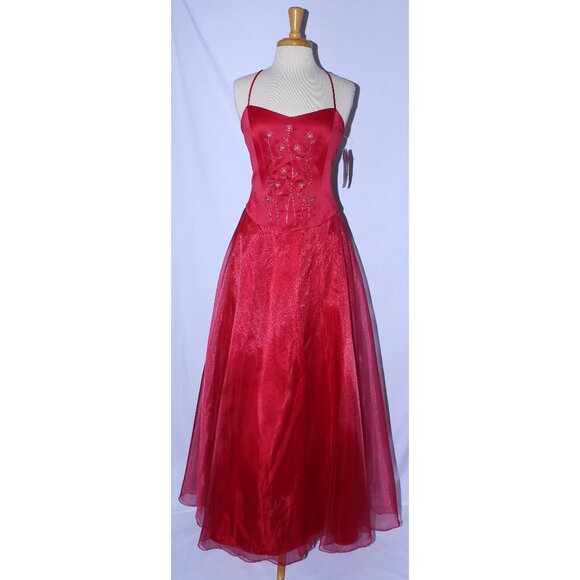 Poly Usa Dresses & Skirts - Poly USA #2316 Long Organza and Satin Formal Prom Gown-Size XL-RED - NWT